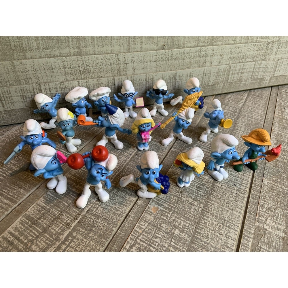 McDonalds Happy Meal‎ Smurfs Plastic Toy Figures Lot Of 18 Plus Smurfs Tote Bag